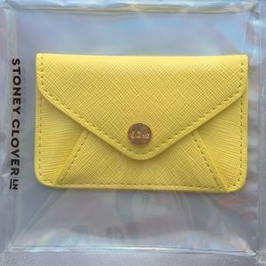 NWT Stoney Clover Lane yellow leather card holder
